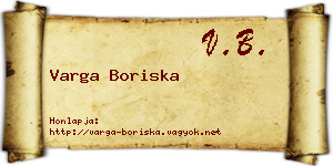 Varga Boriska névjegykártya